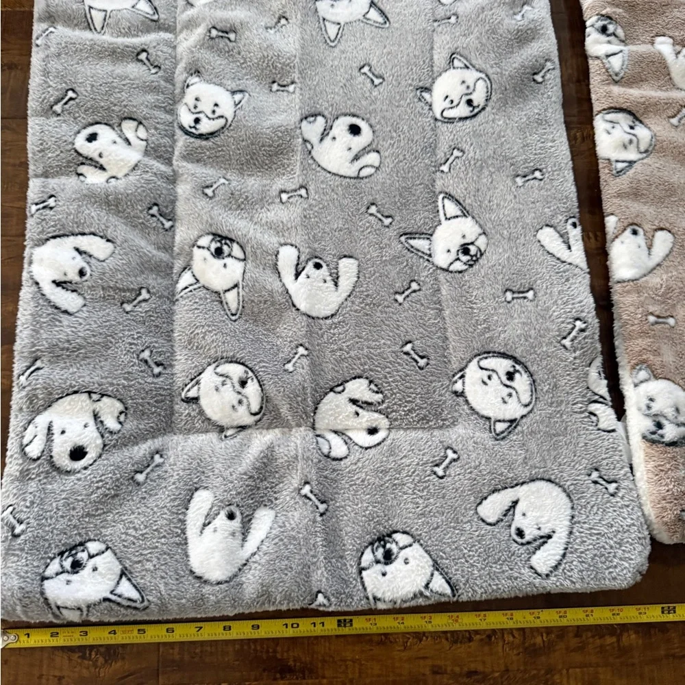 Brand New Cute Pink and Gray Dog Print Blankets/Mat in Set of 2 (NWT)